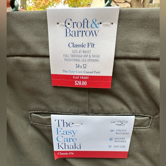 Croft & Barrow Men's The Easy Care Khaki Pants, 34Wx32L‎ (Tan/Khaki) (NWT) - Picture 4 of 7